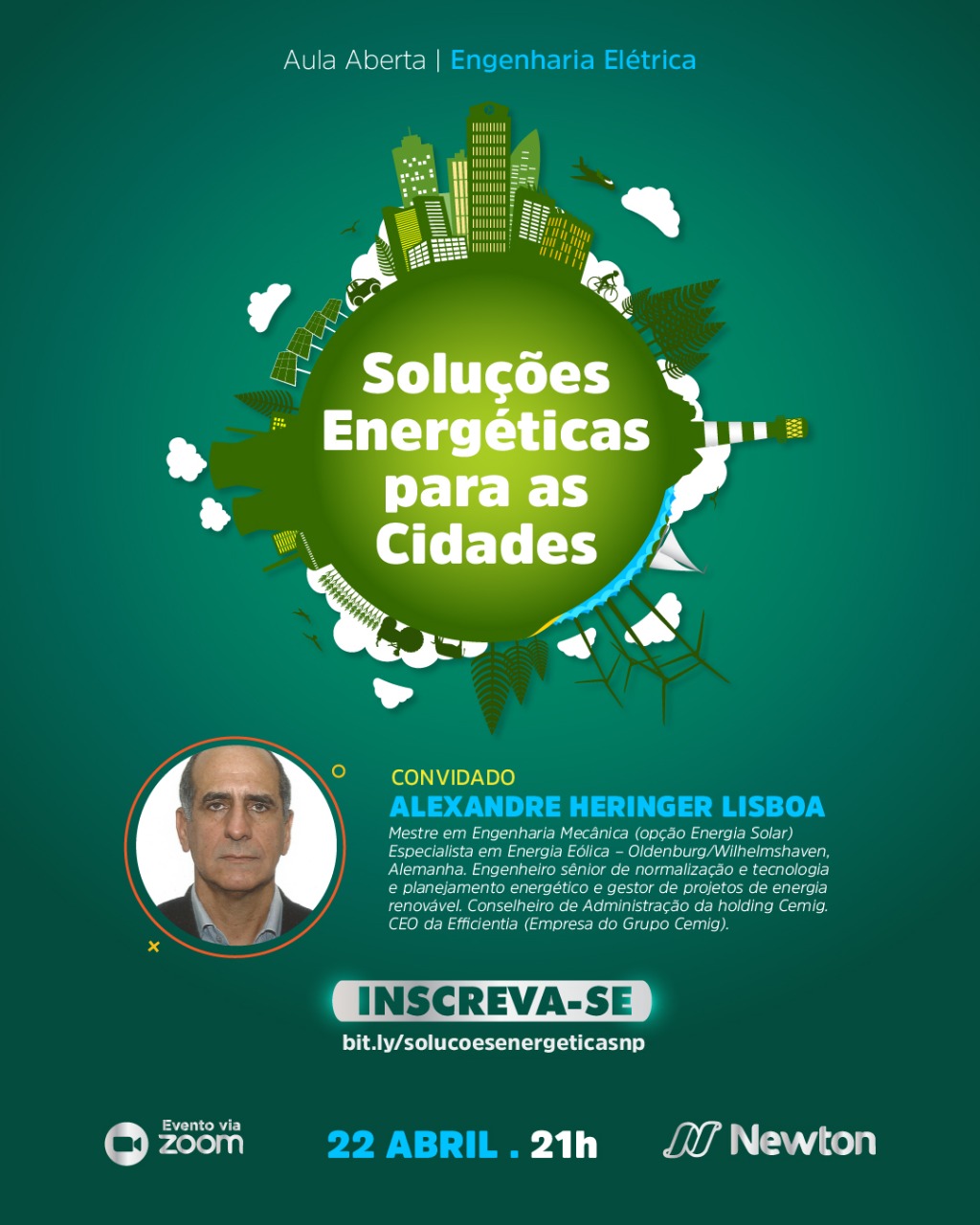 Card. 3 – soluções energéticas para as cidades. Foto do convidado Alexandre Heringer Lisboa. Inscreva-se.